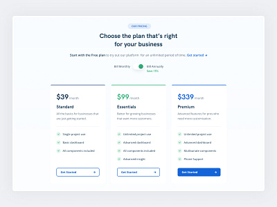 SaaS Landing Page - Pricing UI design figma interaction design landing page pricing product design saas ui ux web web design website design