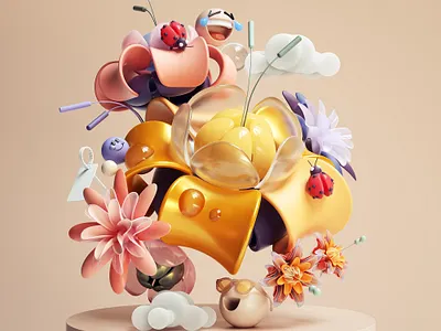 Dreamy Flowers 3d cinema4d design flowers graphic design illustration inspiration modern octane ui webdesign