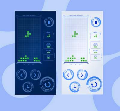 Futuristic interface design of mobile version in tetris games design mobile version of mobile version ui ux vector