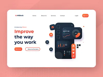 MBlock: Improve the way you work 📝 branding design figma free idea landing page landing page light landing page typography ui ui kit ux web website