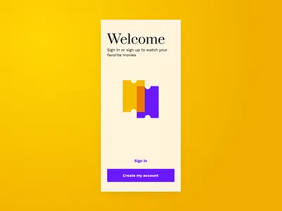 Onboarding | Daily UI #023 023 app cinema contrast daily ui 023 dailyui dailyui 023 dailyui023 design figma interface mobile movies onboarding sign in sign up ticket ui ux vibrant