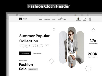 Clothing Brand Header Design cloth clothes design fashion graphic design header hero ui ux