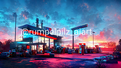 Synthwave gas stop wallpapers HD ai aiart art artificial intelligence cyberpunk design digital digitalart digitalprints futuristic graphic design illustration logo neon neonart original synthwave unique wallpaper