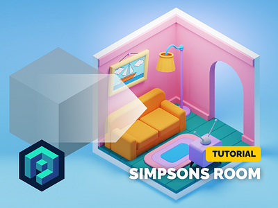 Simpsons Room Tutorial 3d blender diorama illustration isometric living room lowpoly render room simpsons tutorial