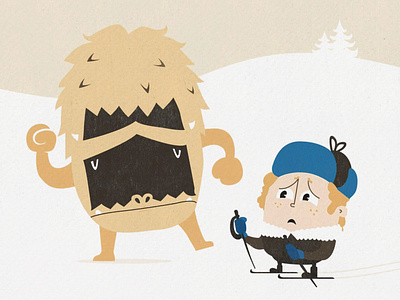 Encounter cartoon children christmas comic creature horror illustration kids art monsters retro retro art vintage xmas yeti