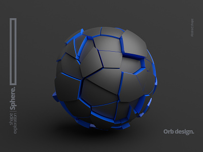 Sphere 3d abstract art black blender blue broken clean cracked dark design geometric illustration orb render shape simple sphere visual
