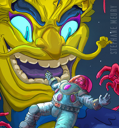 In space nobody can hear you scream, so I heard comic book illustration illustrator line art low brow poster design skateboard street art stylized surrealism vertical weird