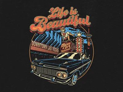 Life is Beautiful 2021 apparel billie eilish cadillac downtown festival green day las vegas merch music vector