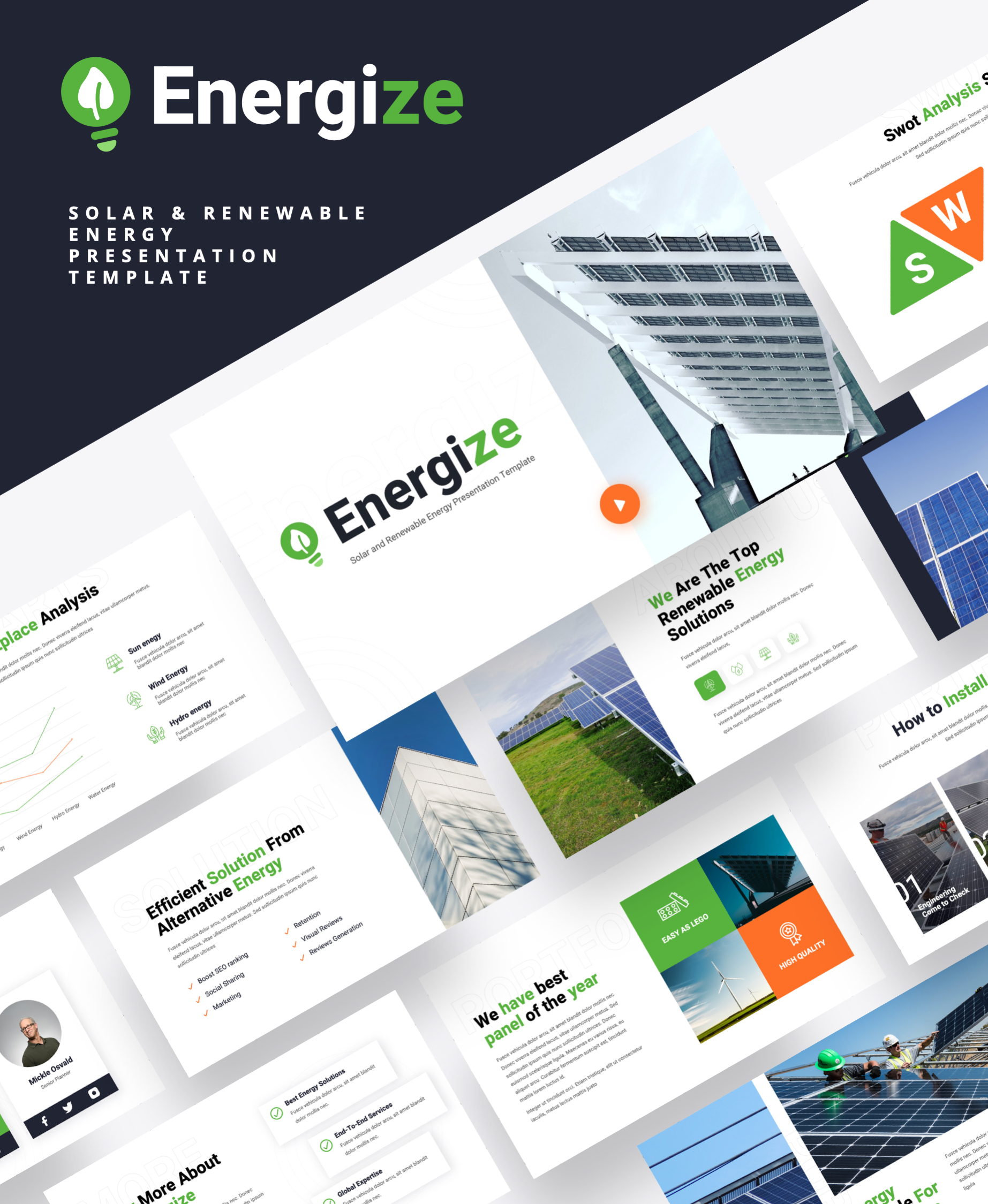 Energize - Solar & Renewable Energy PPT branding business creative energize energy minimal panel portfolio powerpoint presentation professional solar template