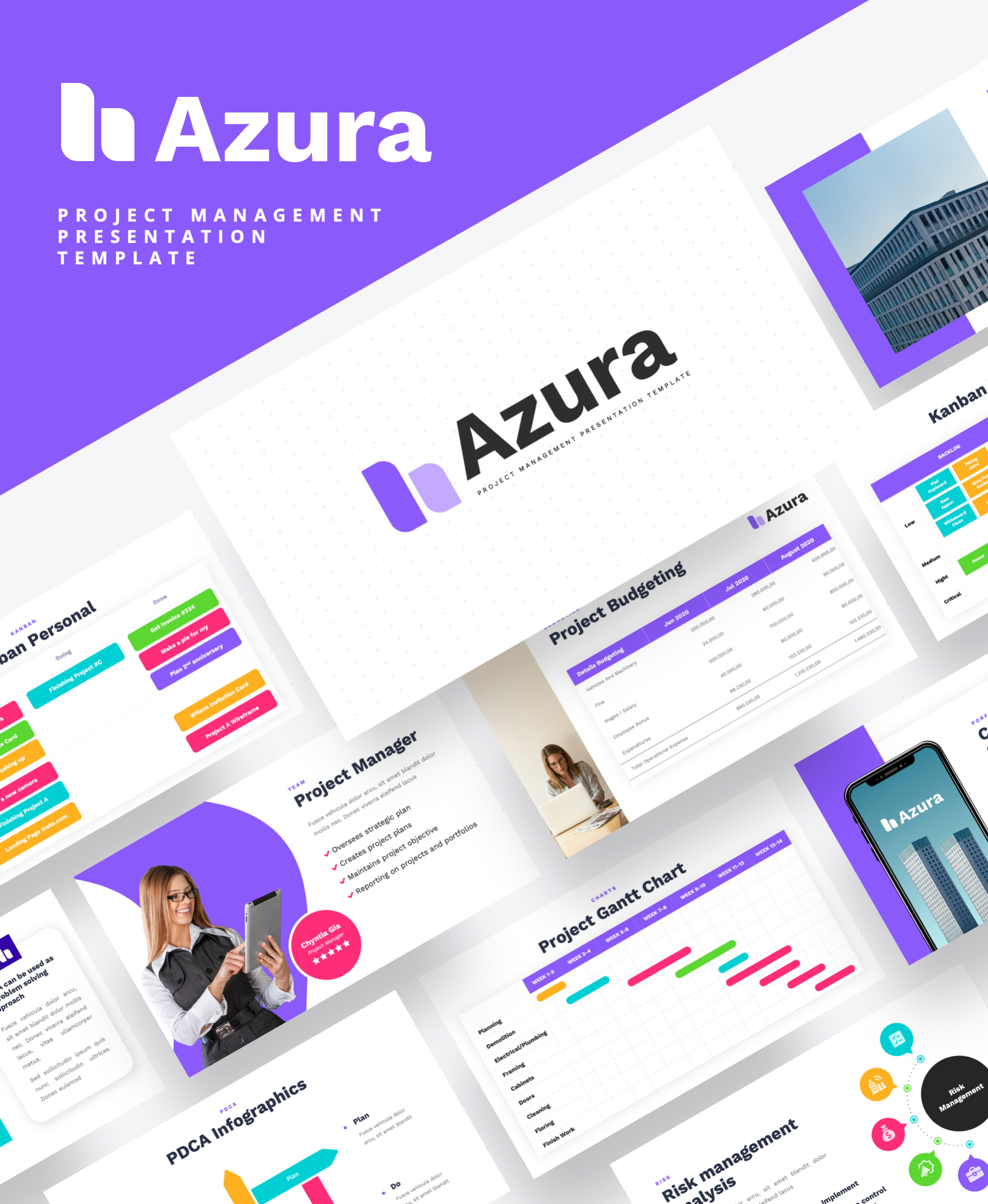 Azura - Project Management Template branding business creative design keynote layout minimal portfolio powerpoint presentation professional project management template