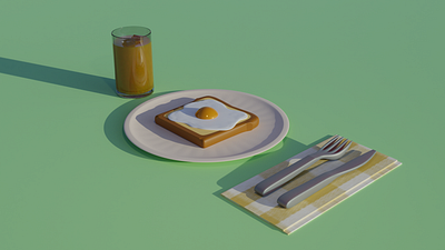 Bread with egg and orange juice 3d b3d blender bread design digital art egg illustration orange render