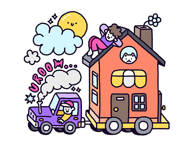 Moving Illustration car character cute editorial illustration moving people procreate silly transportation