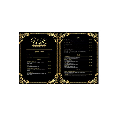 "Wells Chophouse" Menu 2d art brand branding business color design fancy graphic design illustration logo menu menu design restaurant typography vector