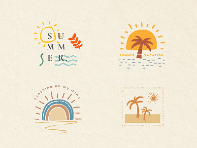 Summer Badge Set | PNG, PSD & Vector apparel badge branding design graphic design illustration illustrator merchandise photoshop png psd set summer summer vacation summer vibes sun sunny t shirt print tee vector