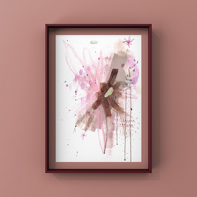 "Firework" - 30 x 42 cm abstract dream excitement fantasy firework mixed media pink