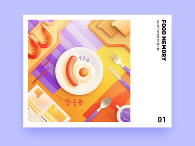 Food Memory — Sausage (C4D) 3d breakfast c4d cinema 4d dinner eat egg food food icons illustration oc octane sausage zhang 张小哈