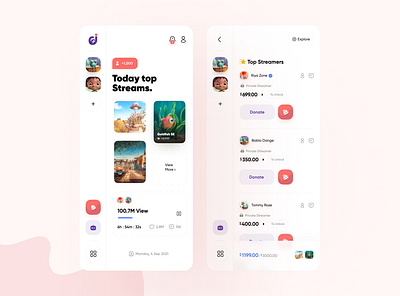 Live Stream App app design application appui design ios live live stream live stream app minimal mobile stream streaming trend ui ui design ui ux