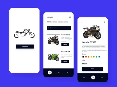 Concept Motorcycle Store App app design icon minimal typography ui