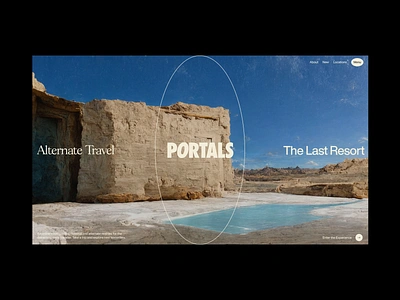 Portals Travel – (003) The Last Resort art direction desert design editorial figma full screen gallery hotel landscape layout layout design logo midjourney minimal retreat styletile travel typography ui web design