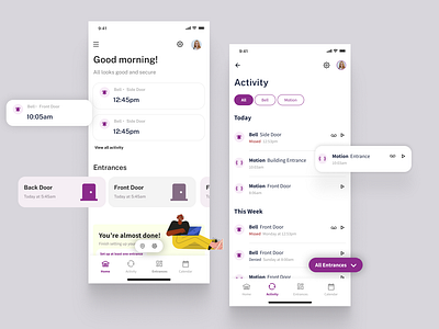 Home app app clean home interface mobile product purple security ui white