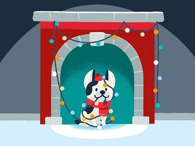 Holiday gift card christmas christmas lights dog e gift card fireplace giftcard holiday pup santa seasons greetings string