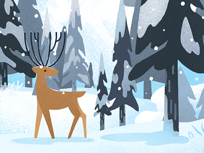 Snowy holiday card christmas deer gift card giftcard greetings holiday mountain reindeer silent night snow snowing trees winter