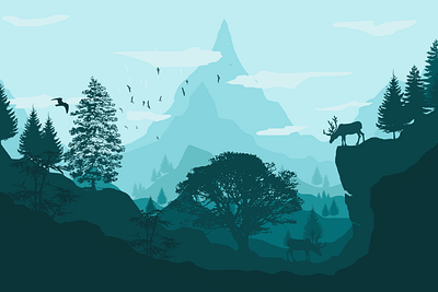 Flat Mountain Landscape graphic design photoshop
