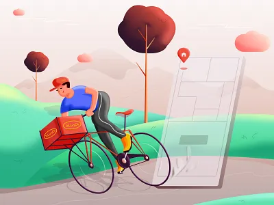 Quick service charecter design delivery food illustration parcel