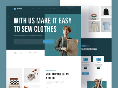 Merajut Landing Page clean clothes design fashion figma homepage landing landing page sew tailor ui uidesign uiux ux web web design website