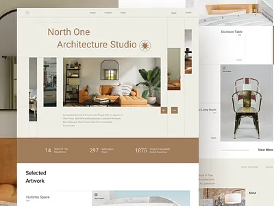 North one Architecture studio arc architecture design grid header interior minimalist studio ui warm website