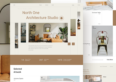 North one Architecture studio arc architecture design grid header interior minimalist studio ui warm website