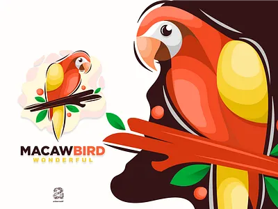 Macaw bird animation bird branding design flat illustration logo macaw typography ui ux vector