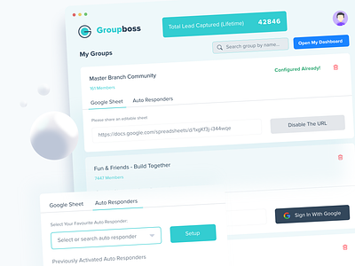 Chrome Extension - Groupboss app audience chrome clean design email automation extension figma interface lead generation leads product design ui ui design ux