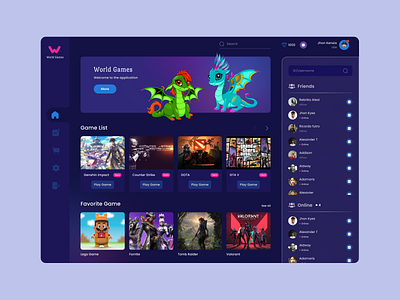 Play Games Dashboard aplication dashboard design games play ui uiuxdesign