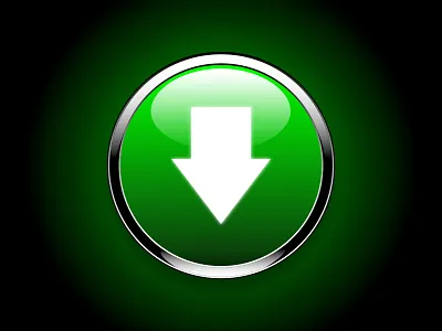 Glossy Download Button. arrow backlight button cyber download glossy green web