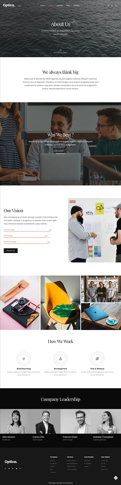 Optica - Creative Photography Studio HTML Template photography studio html template photography website template