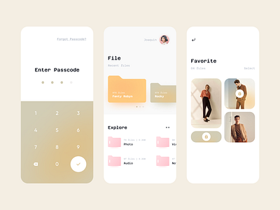 File Manager UI app application details explore file file explorer file manager ui home ios lock minimal mobile mobile app music password ui ux video
