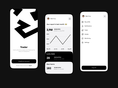 Trader Mobile App app blockchain clean coin crypto crypto app cryptocurrency cryptowaller dashboard design finance financial inspiration interface minimal mobile trade trading ui ux