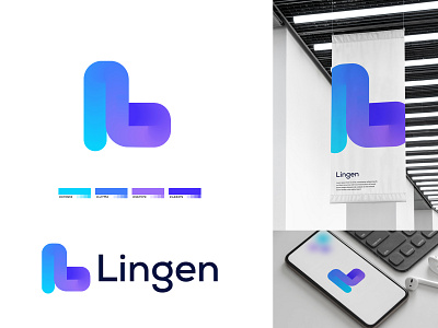 Lingen Tech logo abstract best logo brand identity brand mark branding colorful logo ecommerce logo agency logo design logo design agency logo mark logomark logos logotypo morden professional logo symbol technology visual identity