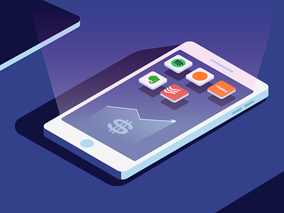 Mobile apps subscriptions - Blog illustration adobe illustrator apps graphic design illustration illustrator internet isometric mobile phone socialmedia subscription