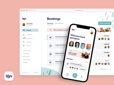 Blys Mobile App & Dashboard app app ui blys booking dashboard delivery massage mobile mobile ui shirt sign up