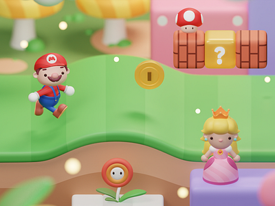 Mario 3d Illustration Fanart 3d blender blender 3d character concept design environtment illustration mario super mario