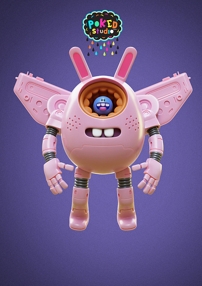 bunny bot NFT one of 10,000 generated characters 3d blender characters cute design illustration