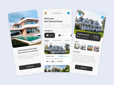 Real Estate Rental App appartment artificial intelligence clean design home rent innovation minimal mobile popular property real estate rent rent app rental rental app ui user ux virtual tour