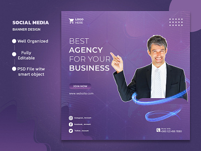 Digital marketing social media and Instagram post template agency banner branding company corporate digital facebook facebook ad illustration instagram instagram post online post professional promotion social social media social media design web banner