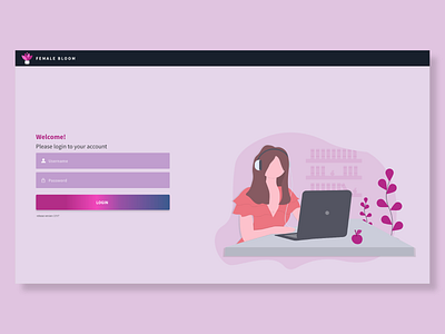 Login page for Desktop Female App desktop app desktop login female application login pink login