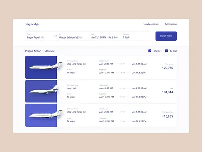 Charter flights rent application app booking customer cervise mentalstack plane product design rent search travel trip uiux user interface userflow website