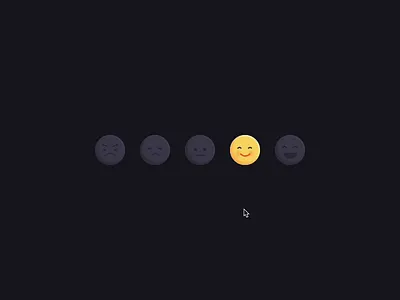 Feedback Reactions (Dark version) animation css design emoji feedback interface micro interaction motion radio star toggle ui