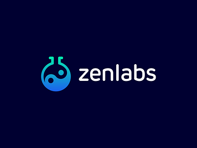 ZenLabs Logo Design - Yin Yan / Flask / Medicine / Potion appicon blockchain brand clever creative crypto cryptocurrency design flask gradient icon logo logodesign logotype medicine modern software symbol tech yinyan