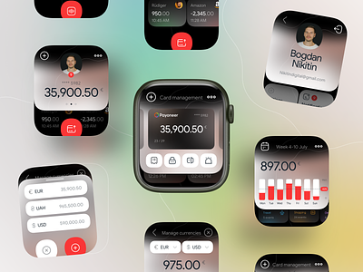 Payoneer Design Concept - WatchOS app design apple watch banking design financial fintech ios money transfer online payment smart watch ui ux wallet watchos